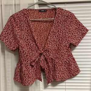 SHEIN Burgundy Floral Blouse